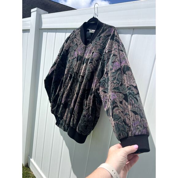 Vintage Rafi Zip Up Floral Bomber Jacket Size 40 With Pockets - Picture 12 of 12
